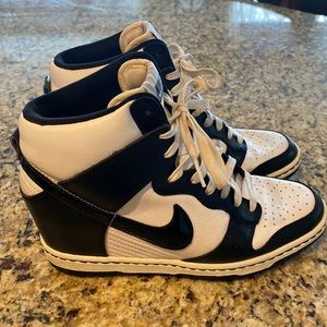 Panda High Top Dunks with Wedge Heel size 7.5